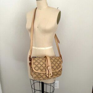 Dooney & Bourke Vintage Tan and Cream Equestrian Crossbody Bag